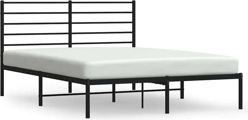 vidaXL Cadru de pat metalic cu tăblie, negru, 120x190 cm