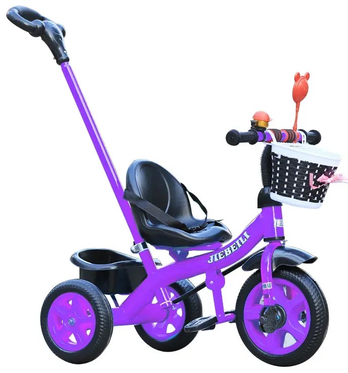 Tricicleta cu pedale pentru copii 2-5 ani, cu maner parental detasabil, Mov