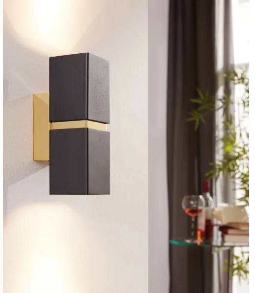 Aplică LED Eglo 64798 PASSA PRO 2xGU10/3,3W/230V 3000K negru/auriu