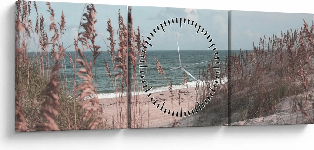 Tablou - Plaja roz (cu ceas) (90x30 cm)