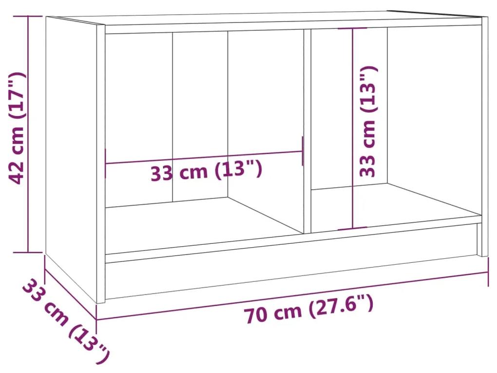 Comoda TV, alb, 70x33x42 cm, lemn masiv de pin 1, Alb