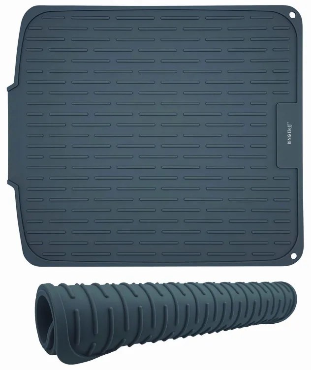 Uscator de vase din silicon KH 1905, 46x40 cm, Suprafata antiderapanta, Marginea de scurgere, Rulare, Gri