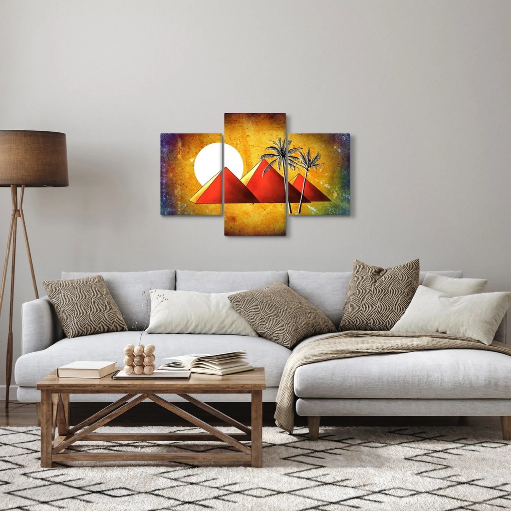 Tablou cu piramidele egiptene pictate (90x60 cm)