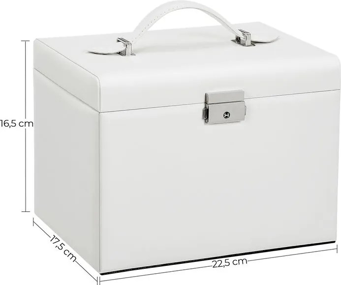 Cutie pentru bijuterii cu oglindă KARINA, 22,5x17,5x16,5cm, alb SongmicsHome