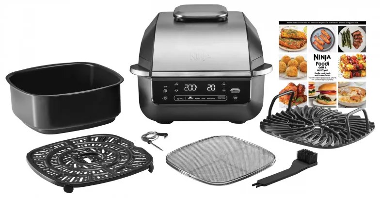 Friteuza cu aer cald si grill 5in1 Ninja Foodi Smart EG351EU, 1760W, 5.7 L, Pana la 4 portii, 5 moduri, Cyclonic Air, Smart Cook, Acoperire ceramica, Negru/Inox