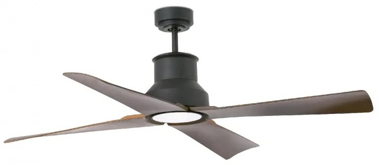 Lustra LED cu Ventilator si telecomanda design modern IP44 WINCHE negru/maro