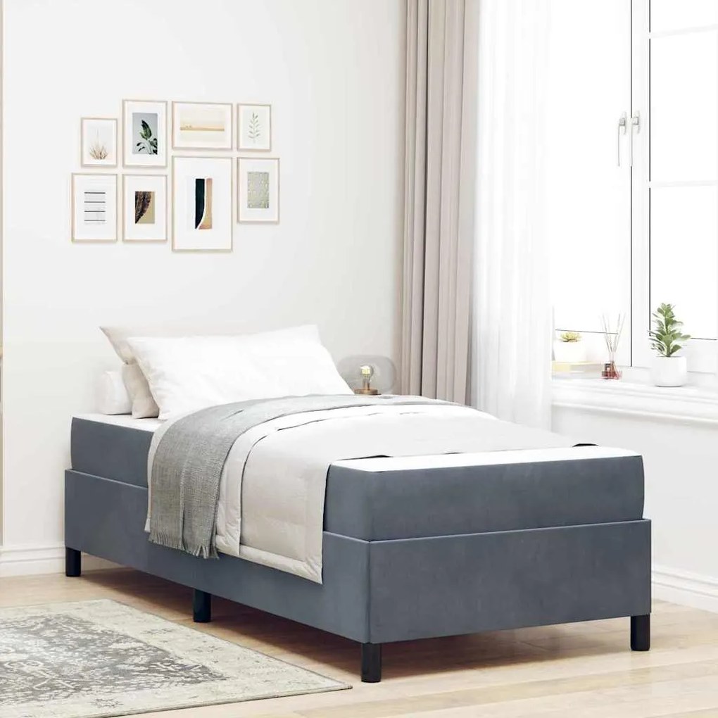 vidaXL Cadru de pat cu saltea Gri închis 80 x 200 cm Catifea