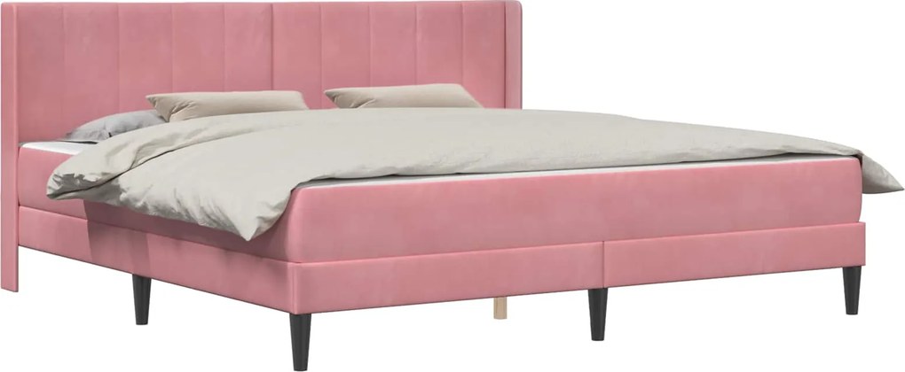 vidaXL Cadru de pat cu saltea Roz 200 x 200 cm Catifea