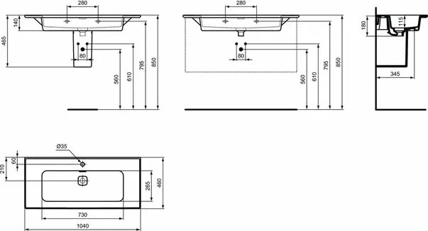 Lavoar suspendat Ideal Standard Strada II 104 cm