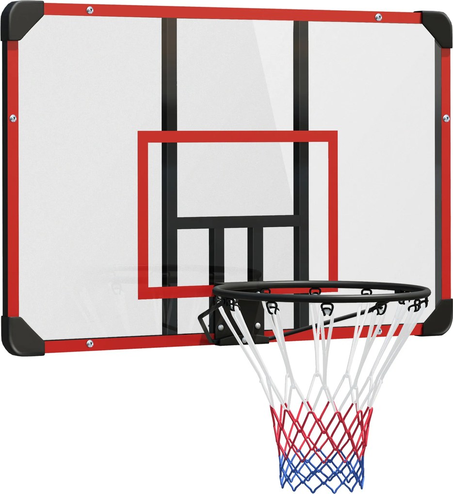 SPORTNOW Coș de baschet pentru montare pe perete, interior/exterior, panou spate robust din PC, plasă din nylon, inel din oțel, 113x61x73 cm | Aosom Romania