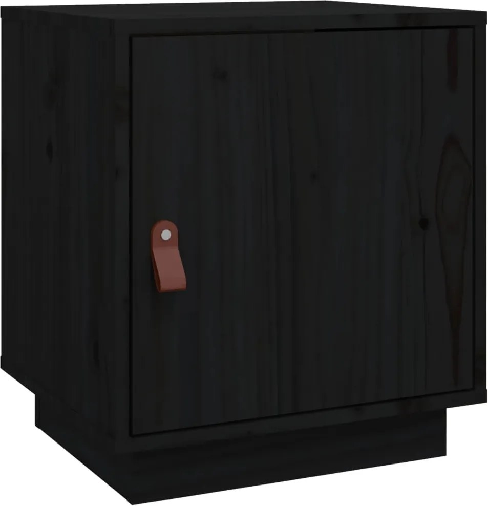 vidaXL Noptieră, negru, 40x34x45 cm, lemn masiv de pin