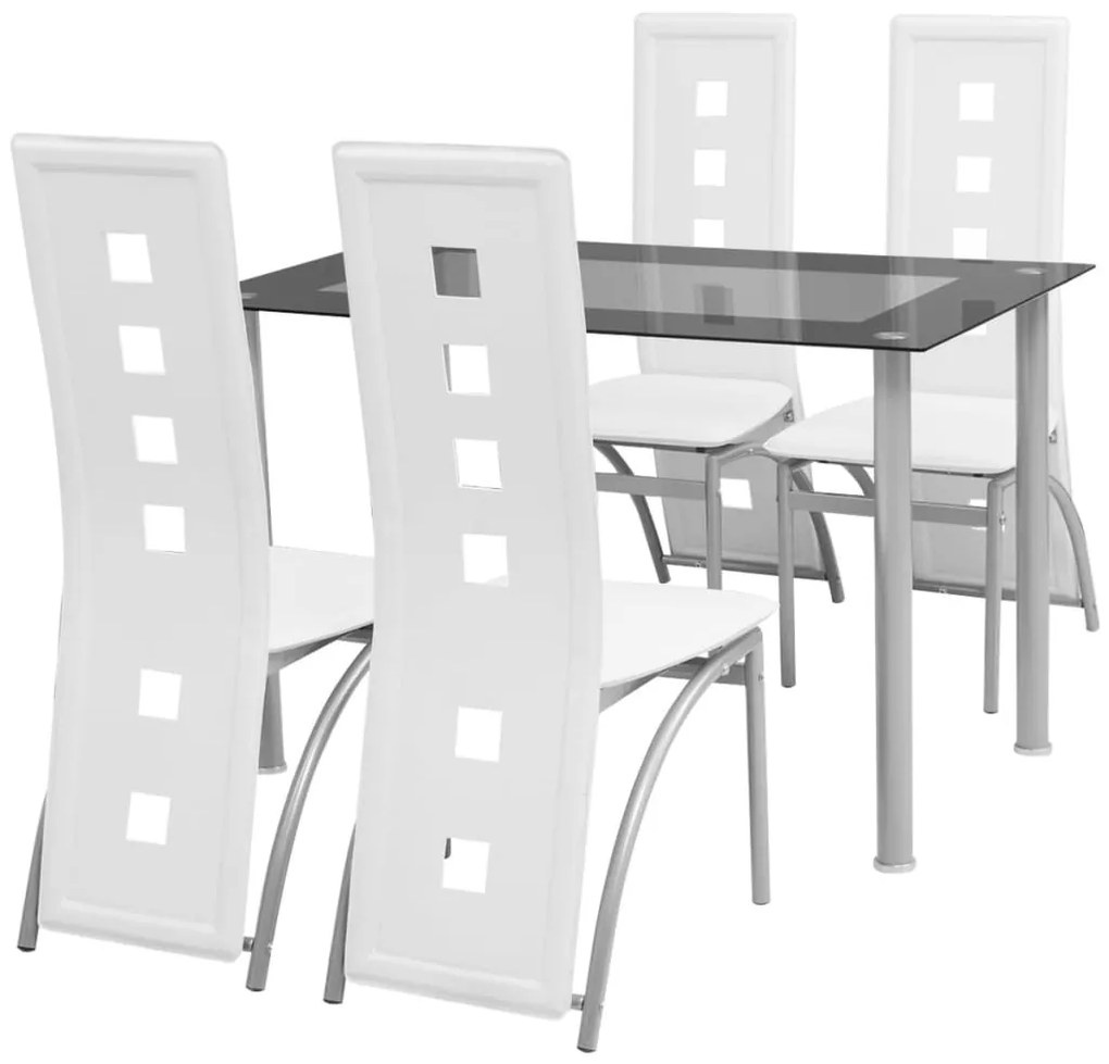 242909 vidaXL Set masă cu scaune, 5 piese, alb