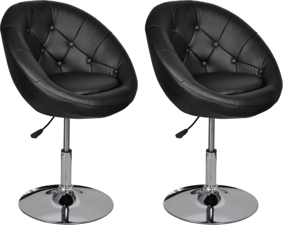 vidaXL Scaune de bar, 2 buc., negru, piele ecologică
