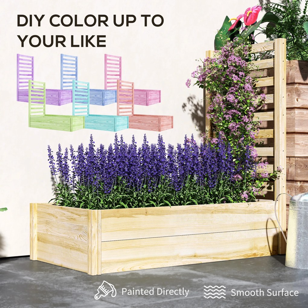 Outsunny Strat pentru Grădină Înălțat cu Fund Deschis, 115x60x110 cm, Lemn Natural | Aosom Romania