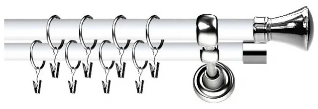 Galerie dubla duo - Prince 19/19 - alb lucios + inox (Alege marime: 240 cm)