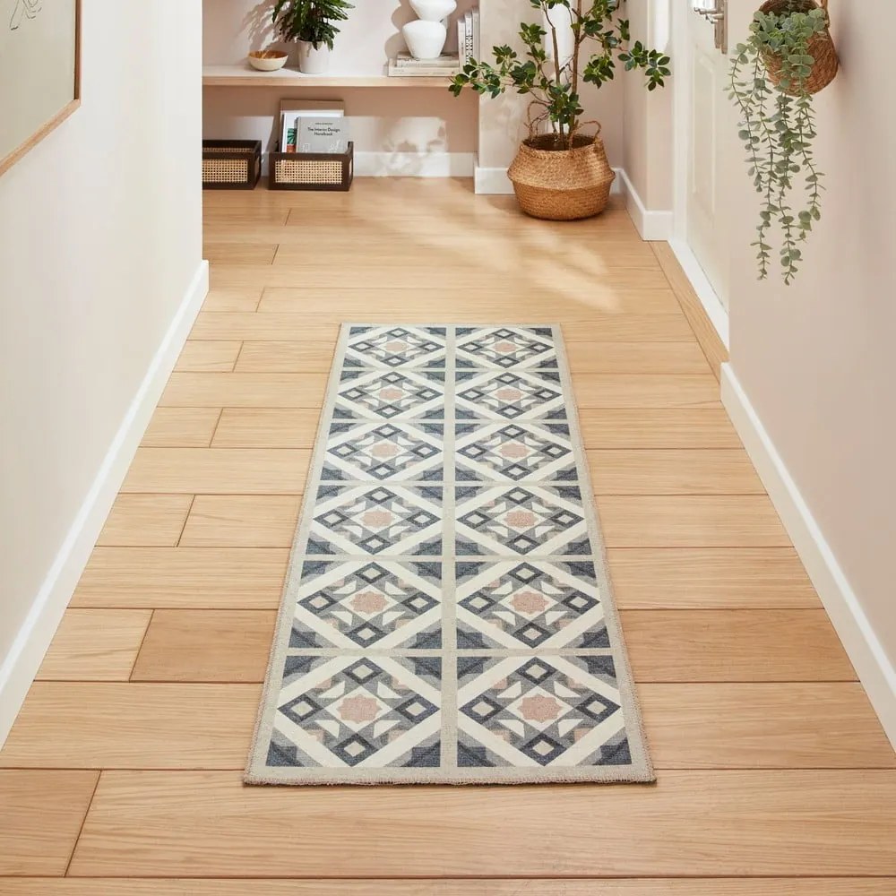Covor tip traversă gri-crem lavabil 76x230 cm Victoria Orange – Think Rugs