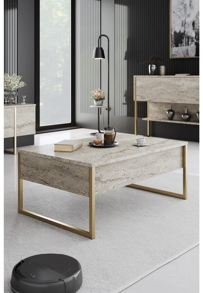 Mobilier living Luna set (Travertin + auriu) . 1102332