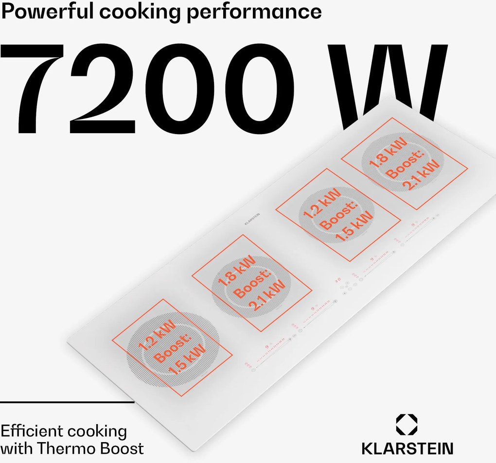 Klarstein Masterzone Slim Round plită cu inducție, max. 7200 W, încorporat, 4 zone
