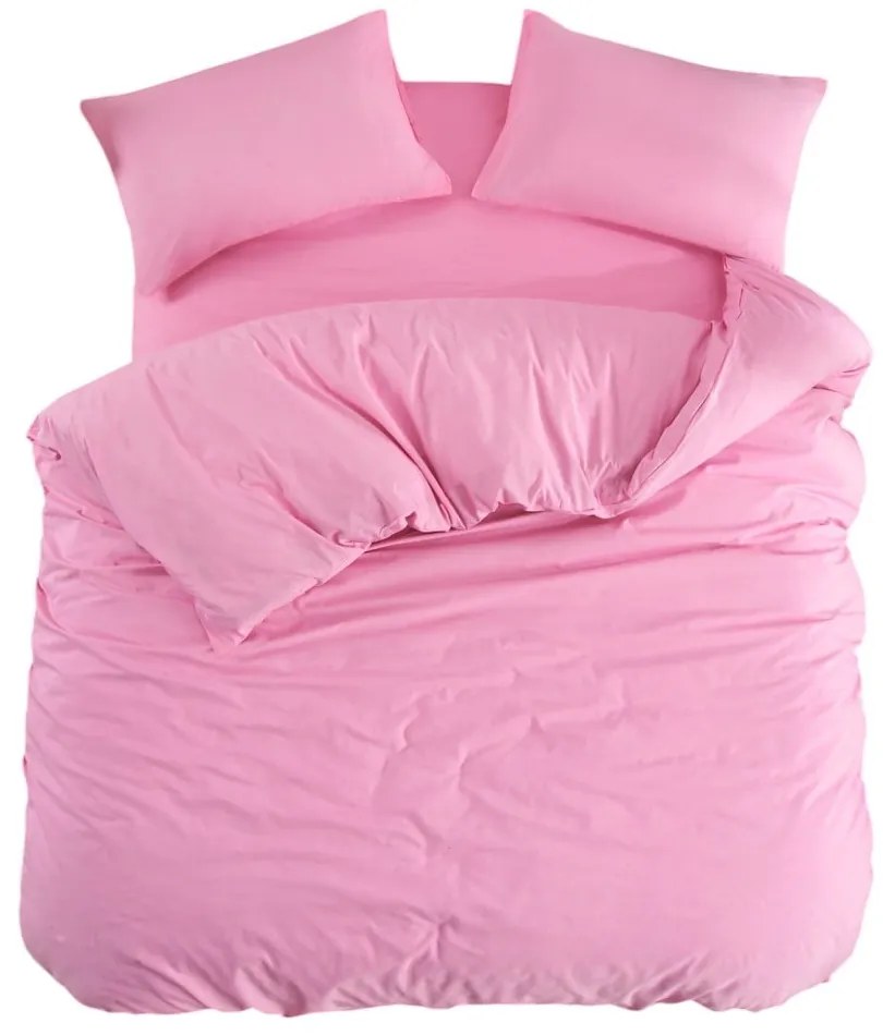 Lenjerie de pat roz pentru pat de o persoană, extinsă cu cearceaf inclus, cu 3 piese 160x220 cm Classic – Mila Home
