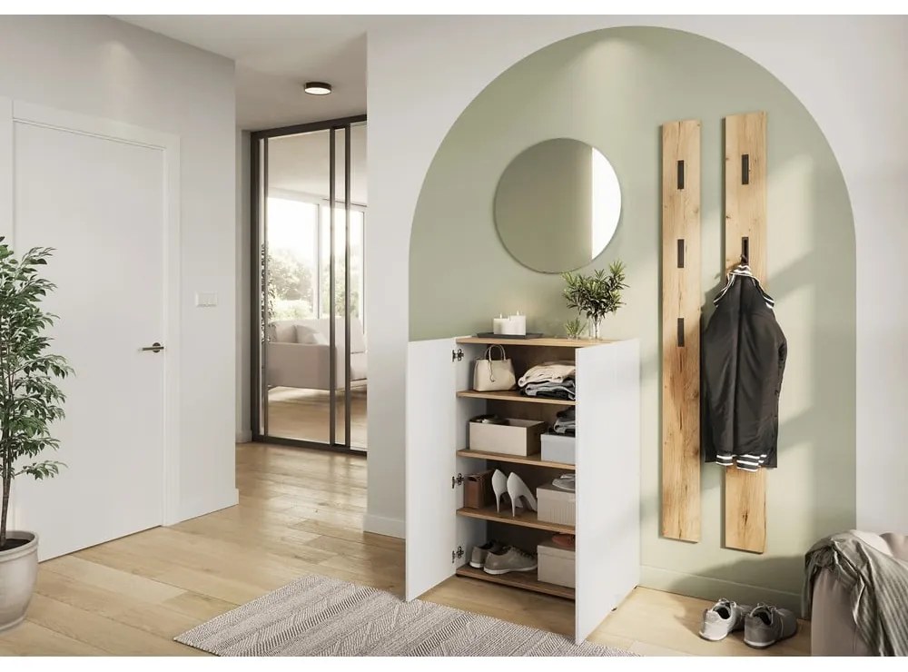 Set pentru hol alb cu aspect de lemn de stejar 74x200x33 cm Alviano – Germania