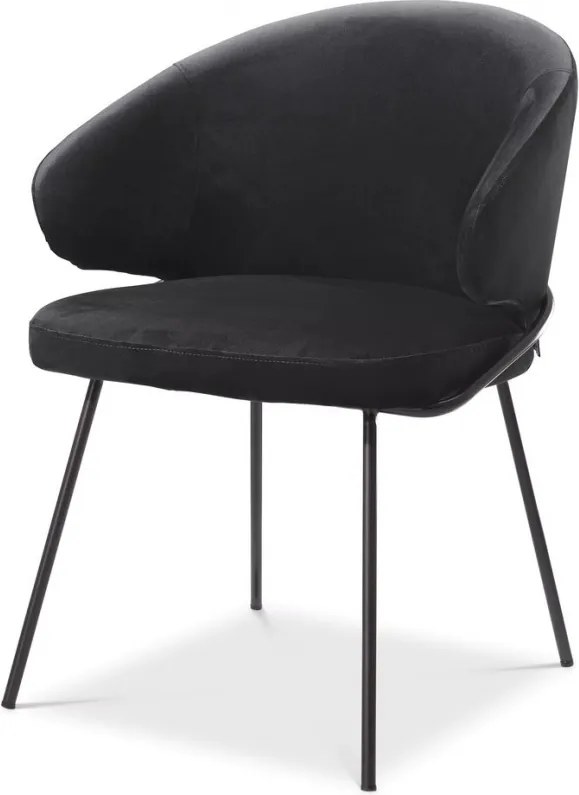 Scaun tapitat design LUX Kinley, catifea roche neagra 115877 HZ