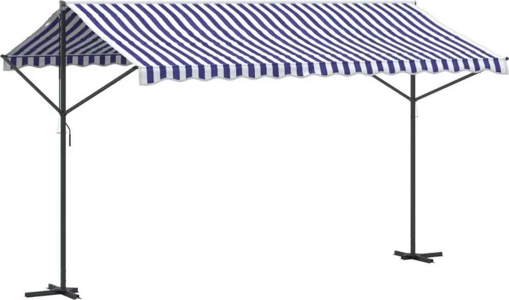 vidaXL Copertină independentă, albastru și alb, 400x300 cm textil/oțel