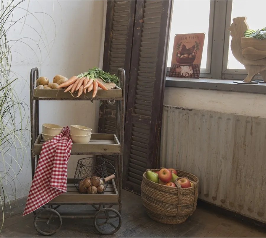 Jardinieră decorativă din lemn, în formă de găină, 35x18x40 cm, stil rustic