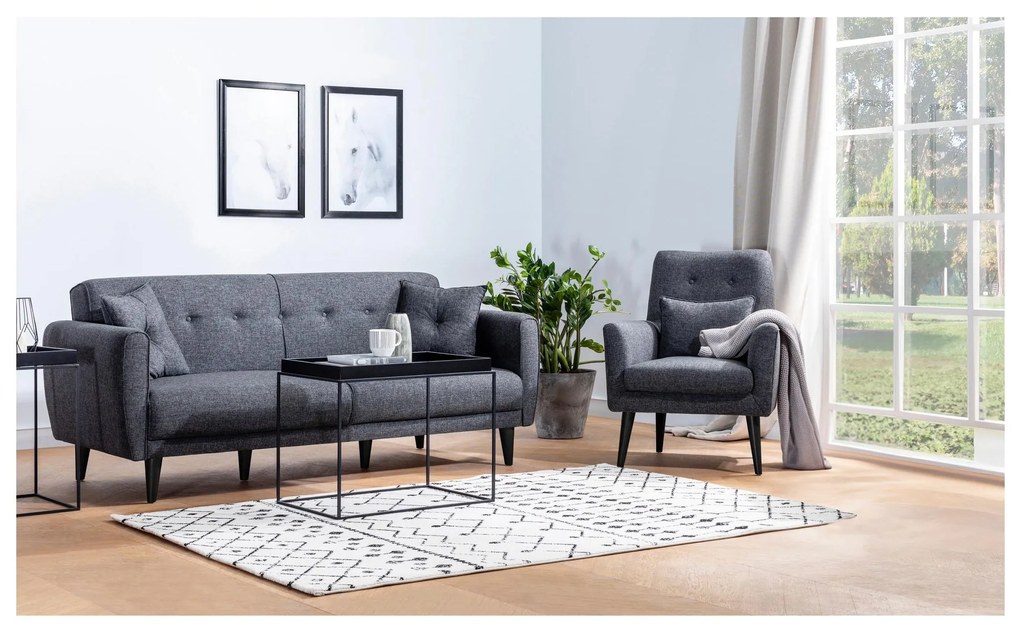 Set canapea fotoliu Aryanna (antracit). 1101489