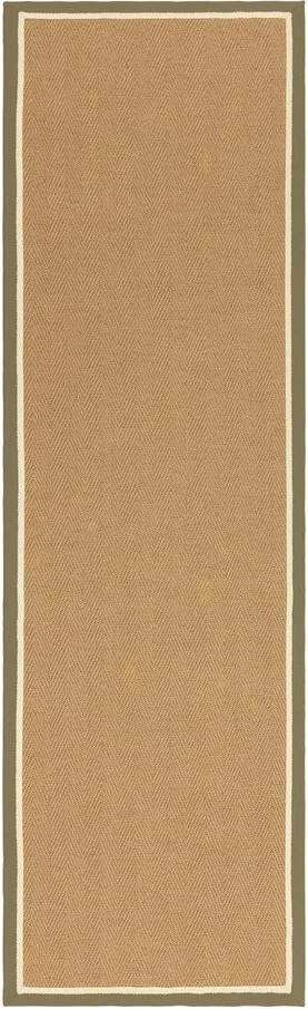 Covor tip traversă kaki/în culoare naturală reversibil, țesut manual din iută 68x240 cm Bordo Herringbone Khaki – Asiatic Carpets