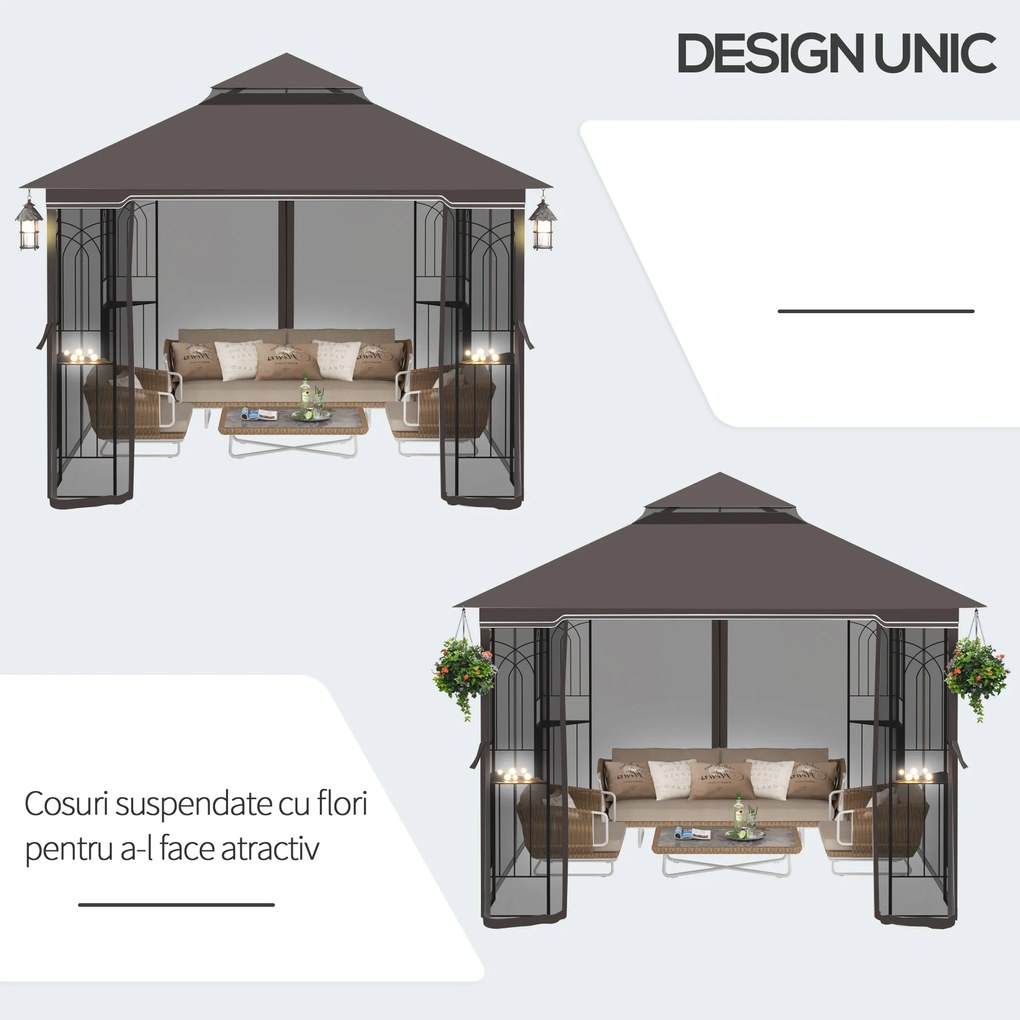 Outsunny Foisor pentru Gradina din Metal Negru 3x3m | Aosom.ro