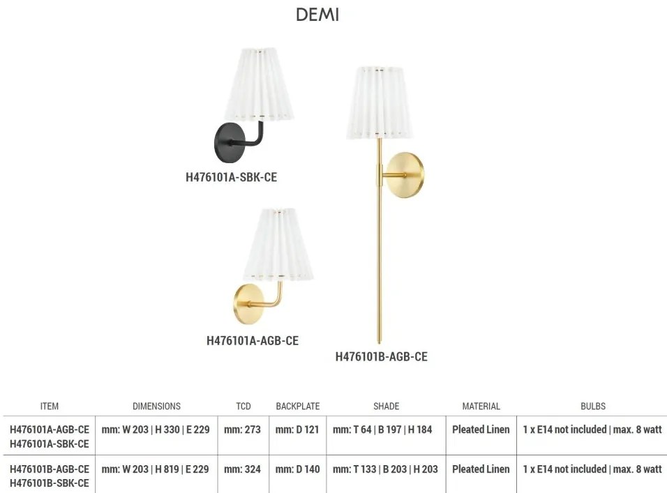Aplica de perete design modern DEMI small, neagra