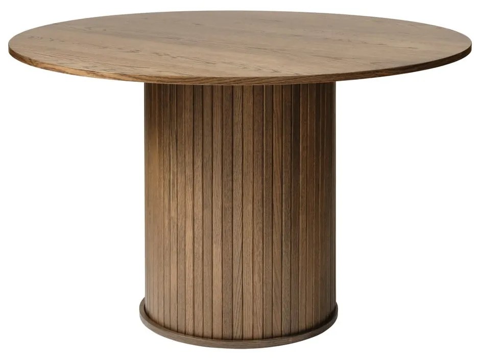 Masă de dining rotundă cu aspect de lemn de stejar ø 120 cm Nola – Unique Furniture