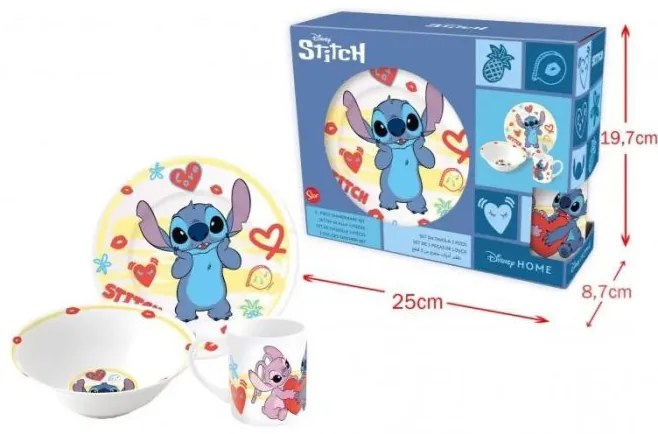 Disney Lilo și Stitch Heart set de masă din porțelan în cutie de cadou