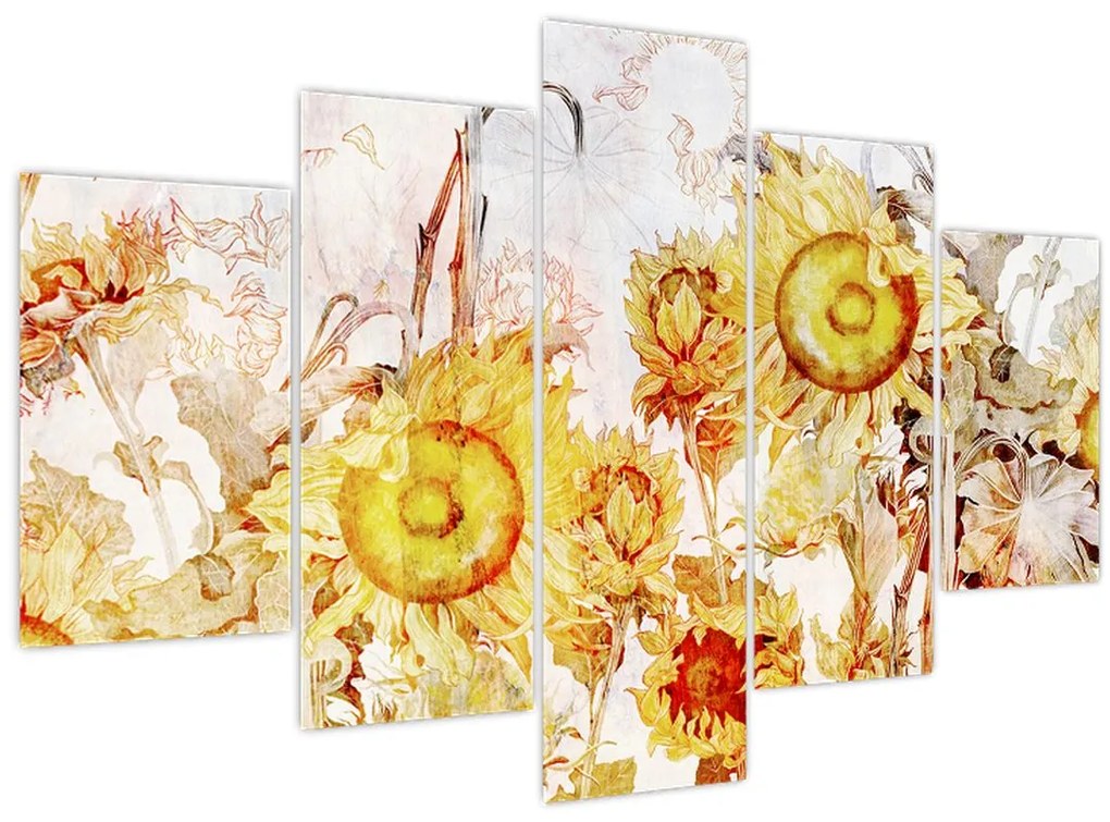 Tablou - Floarea-soarelui,pictură (150x105 cm)