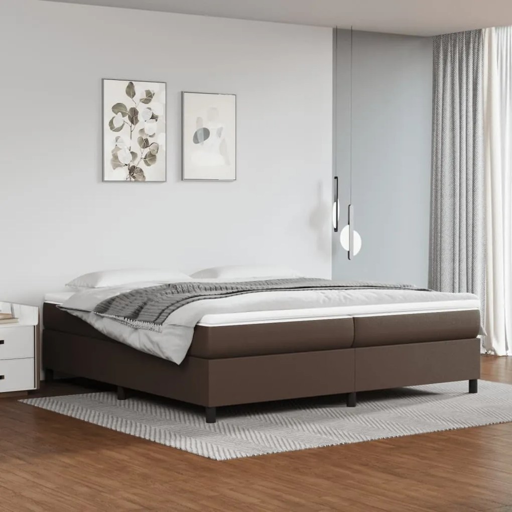 3121068 vidaXL Cadru de pat box spring, maro, 200x200 cm, piele ecologică