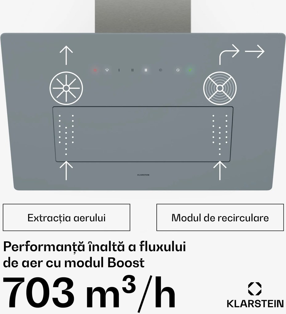Klarstein SleekAir hotă de bucătărie | A+++ | 717 m³/h | Touch | LED | 60 cm