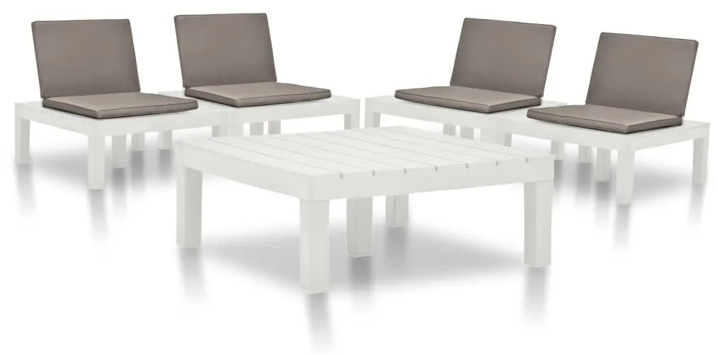 3054473 vidaXL Set mobilier de grădină, 5 piese, alb, plastic