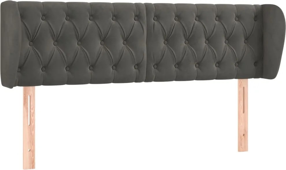 vidaXL Tăblie de pat cu aripioare gri închis 147x23x78/88 cm catifea