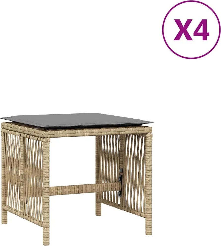 vidaXL Scaune de grădină cu perne 4 buc. mix bej 41x41x36 cm poliratan