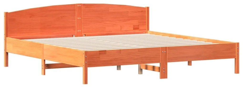 3216193 vidaXL Cadru de pat cu tăblie, maro ceruit, 180x200 cm, lemn masiv pin