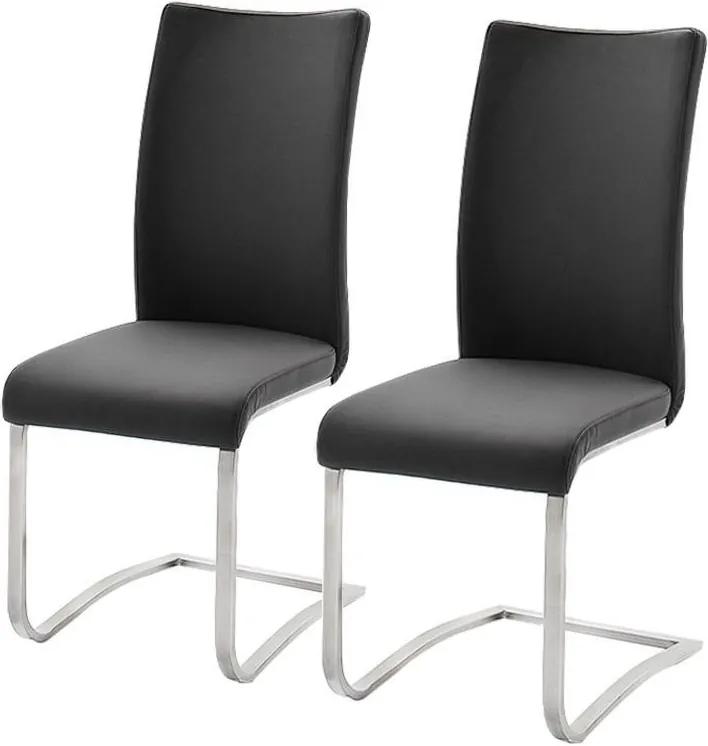Set de 2 scaune din piele sintetica Marco, negru