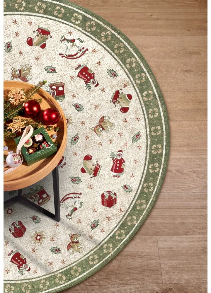 Covor verde rotund din amestec de bumbac ø 160 cm cu model de Crăciun Toy's Delight Green Christmas – Villeroy&Boch