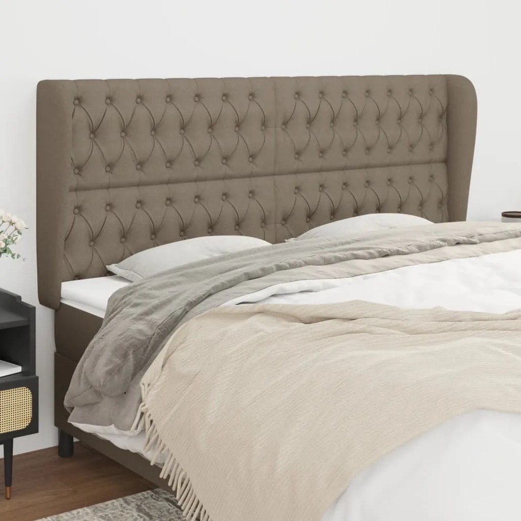 vidaXL Tăblie de pat cu aripioare gri taupe 183x23x118/128 cm textil