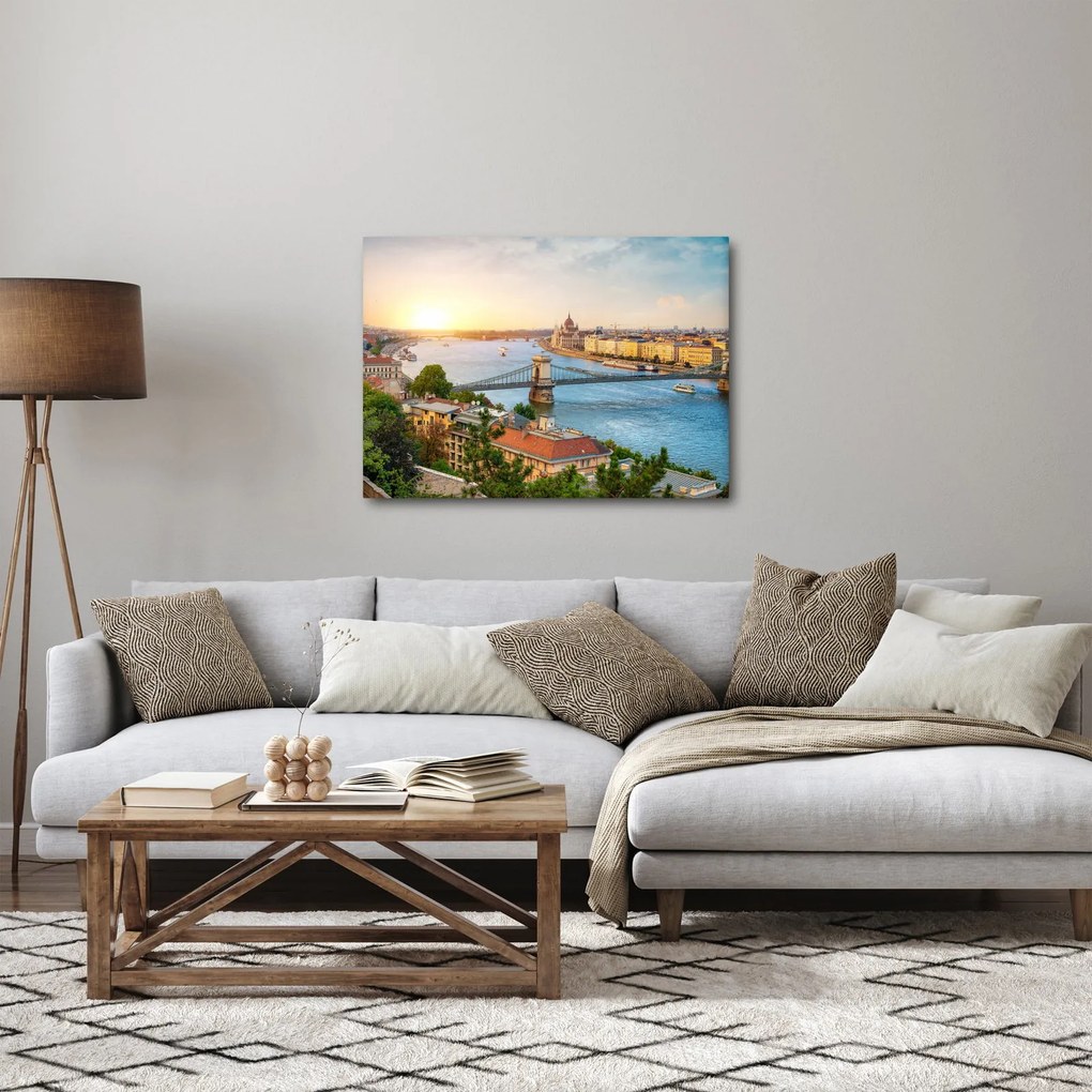 Tablou cu orașul Budapesta și râu (70x50 cm)