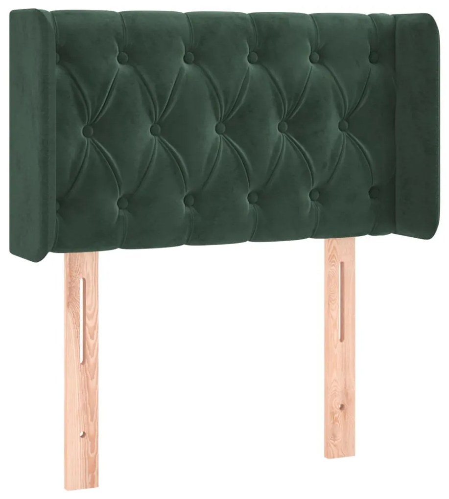 3119137 vidaXL Tăblie pat cu aripioare verde închis 83x16x78/88 cm catifea