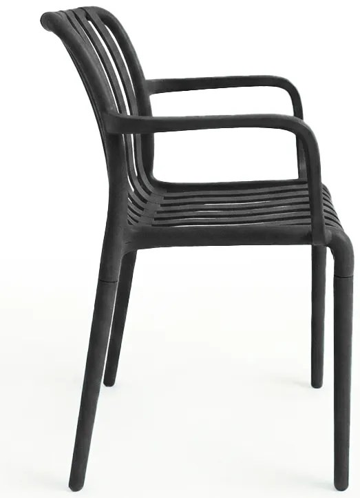 Scaun din plastic TREGO cu brate, antracit