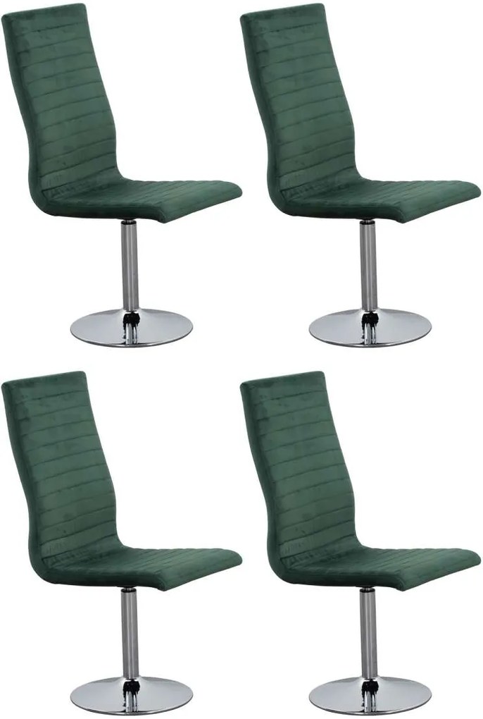 Set de 4 scaune rotative de dining Anderson, catifea, verde