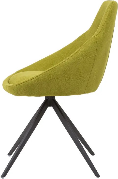 Scaun dining verde din metal si poliester Celia Lime Somcasa