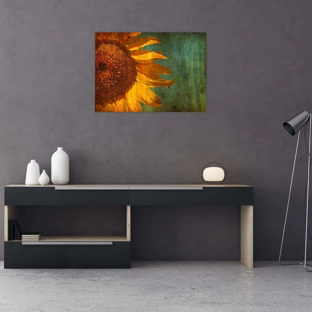 Tablou pe sticlă - Floarea soarelui (70x50 cm)