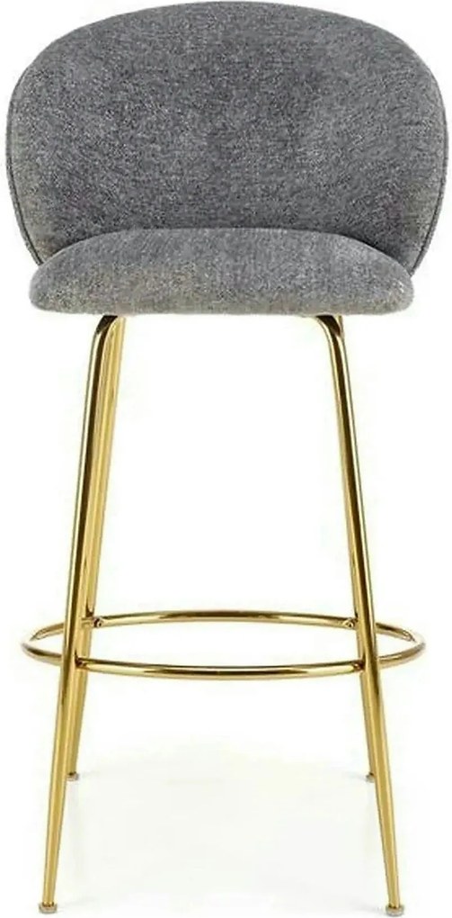 Scaun bar H116, gri/auriu, stofa bucle/otel, 50x59x101 cm